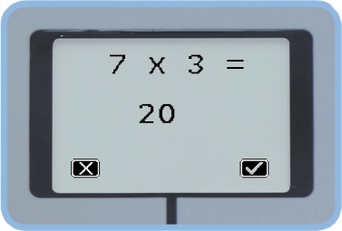 The brain-trainer game. Pressing X scores 1 point in this case because the given answer is incorrect.