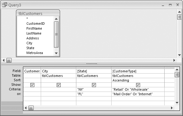 Applying AND and OR in the query grid