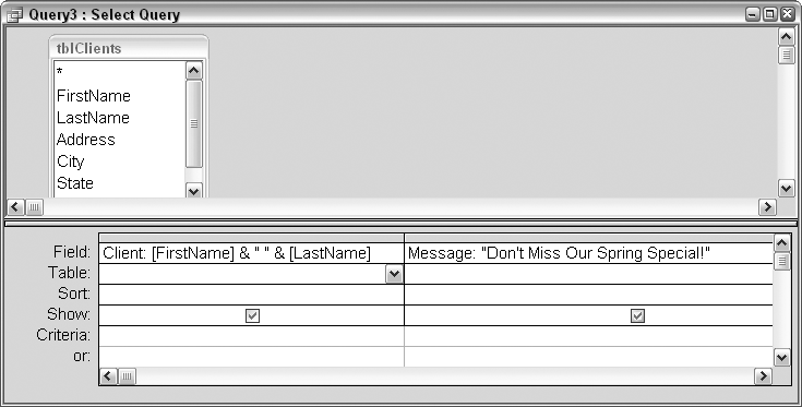 A query with expression-based fields