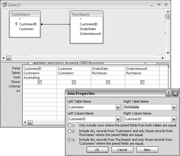 Setting up a right join in a query