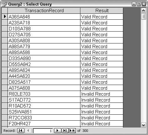 Records are validated using a regular expression