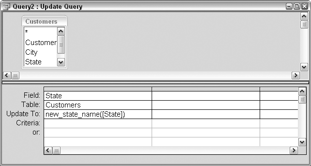 Using a custom function in an update query