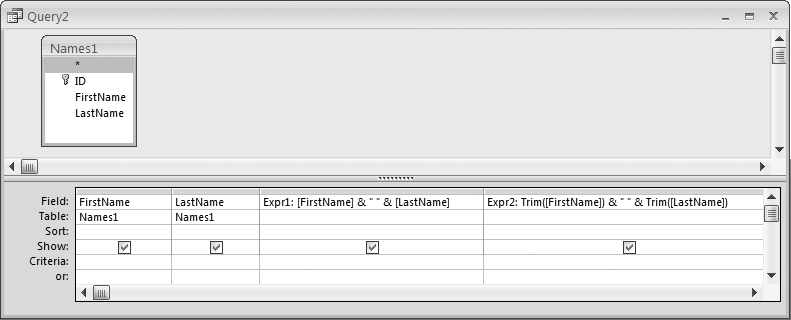 Concatenating first names and last names