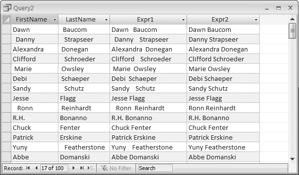 Running the query with the concatenation