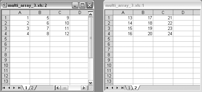 Three-dimensional data modeled in Excel