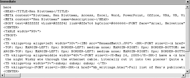 HTML gathered through programming