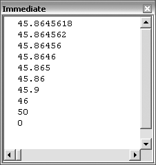 Rounded values created with Excel's help