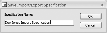 Choosing a name for your import/export specification