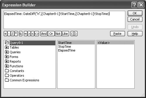 Computing the difference between the start time and the stop time