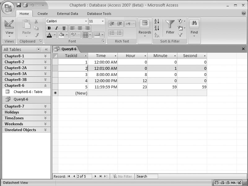 Extracting the hour, minute, and second values from a date/time value