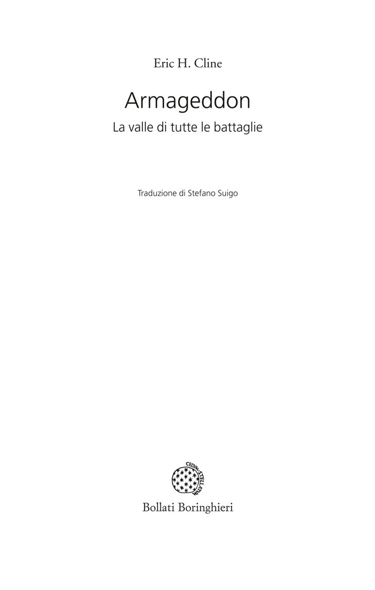 Frontespizio - Eric H. Cline: Armageddon. La valle di tutte le battaglie. Edizioni Bollati Boringhieri.