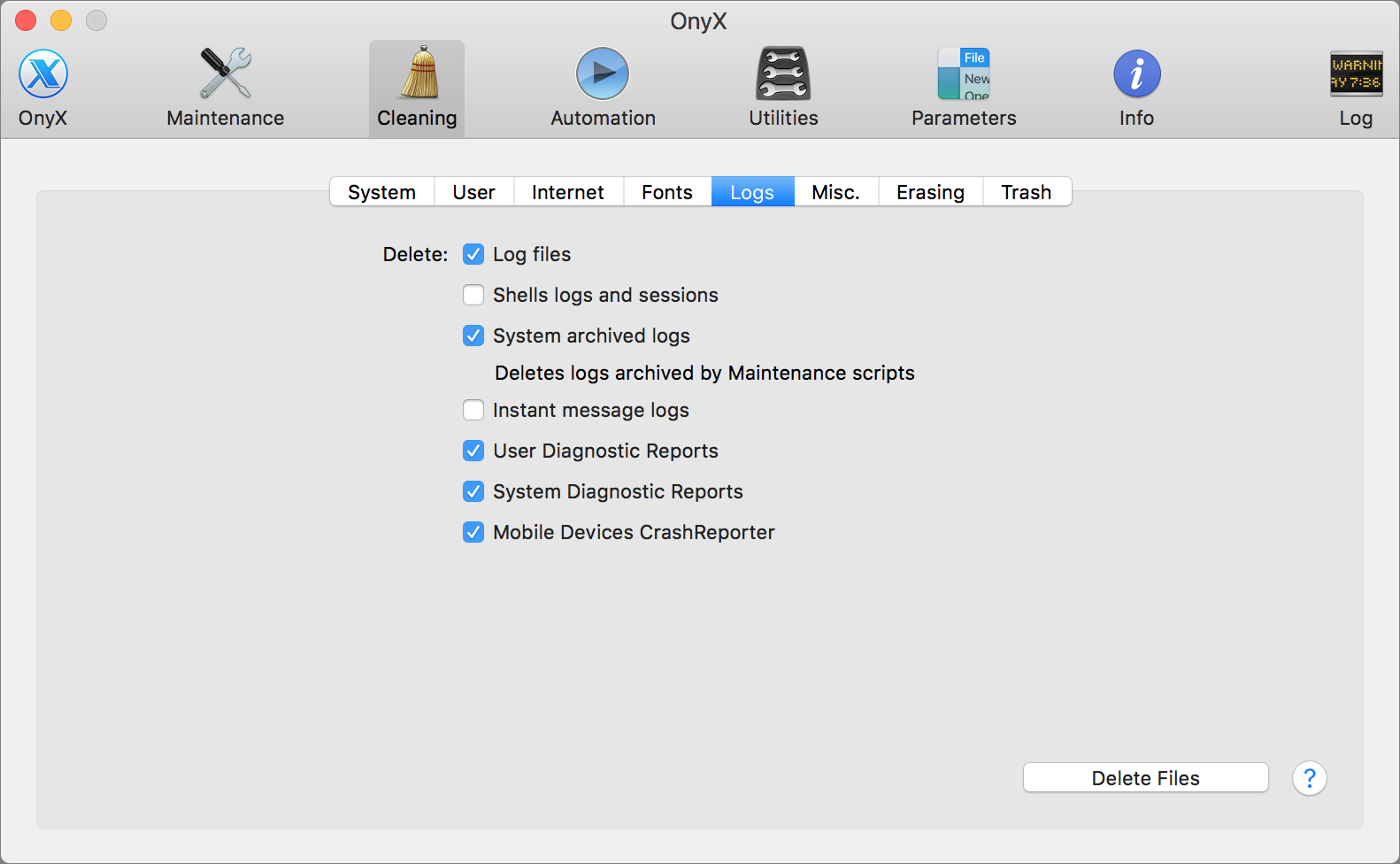 Figure 10: It may not look like much, but this is just one of dozens of OnyX’s views, each of which has many maintenance options.