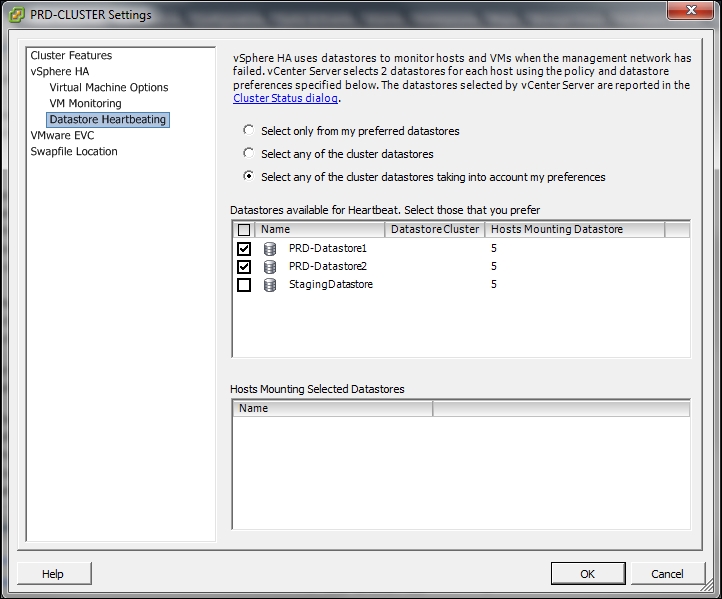 Datastore heartbeating