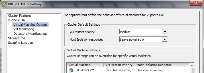 Virtual machine options