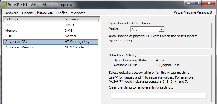 CPU affinity rules