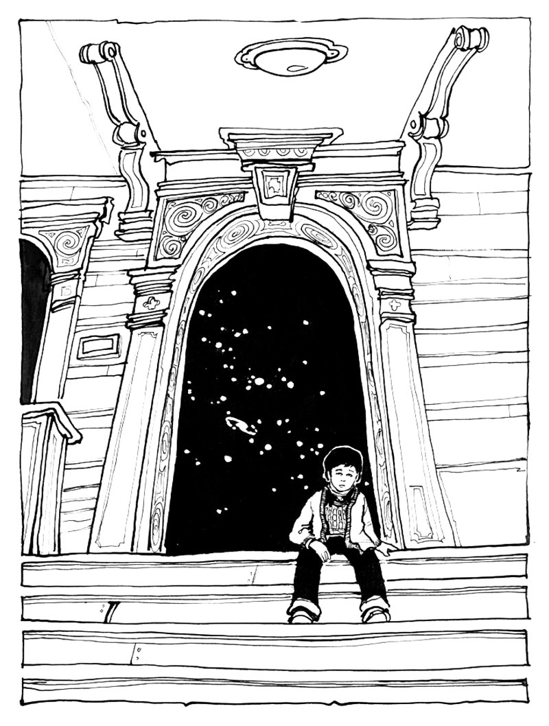 Child on Steps Illustration