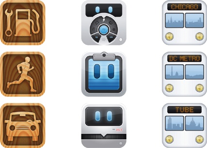 From left to right: App Cubby, Tapbots, and iTrans all make good use of cross-app branding.