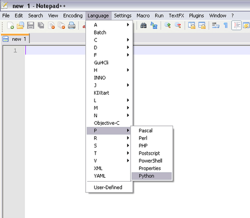 Time for action - setting up a new file in Notepad++