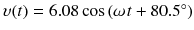 
$$ \upsilon (t)=6.08 \cos \left(\omega \kern0.1em t+80.5{}^{\circ}\right) $$
