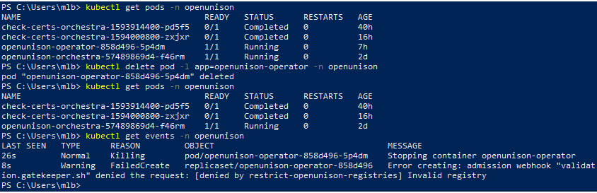 Figure 11.4 – Pod fails to create because of GateKeeper policy
