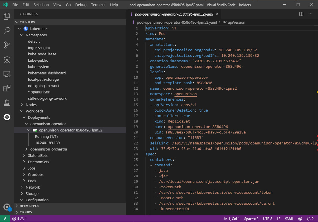 Figure 9.7 – Visual Studio Code with the Kubernetes plugin
