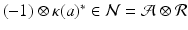 
$$(-1) \otimes \kappa (a)^{{\ast}}\in \mathcal{N} = \mathcal{A}\otimes \mathcal{R}$$
