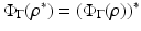 
$$\Phi _{\Gamma }(\rho ^{{\ast}}) = (\Phi _{\Gamma }(\rho ))^{{\ast}}$$
