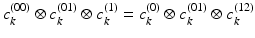 
$$\displaystyle{c_{k}^{(00)} \otimes c_{k}^{(01)} \otimes c_{k}^{(1)} = c_{k}^{(0)} \otimes c_{k}^{(01)} \otimes c_{k}^{(12)}}$$
