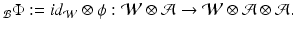 
$$\displaystyle{_{\mathcal{B}}\Phi:= \mathit{id}_{\mathcal{W}}\otimes \phi: \mathcal{W}\otimes \mathcal{A}\rightarrow \mathcal{W}\otimes \mathcal{A}\otimes \mathcal{A}.}$$
