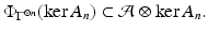 
$$\displaystyle{\Phi _{\Gamma ^{\otimes n}}(\ker A_{n}) \subset \mathcal{A}\otimes \ker A_{n}.}$$
