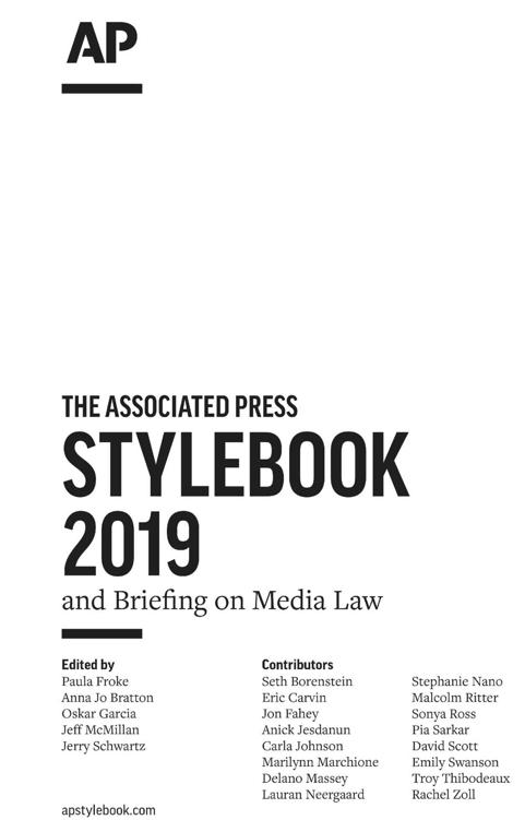 The Associated Press Stylebook 2019 and Briefing on Media Law