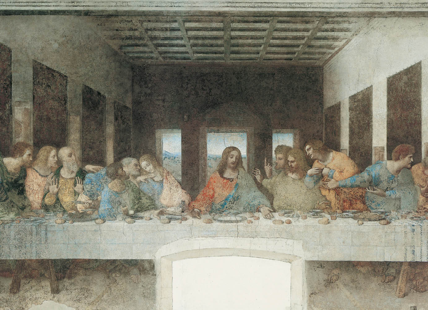 Immagine dell'Ultima Cena di Leonardo da Vinci, 1495-1497, Milano, refettorio del convento di Santa Maria delle Grazie