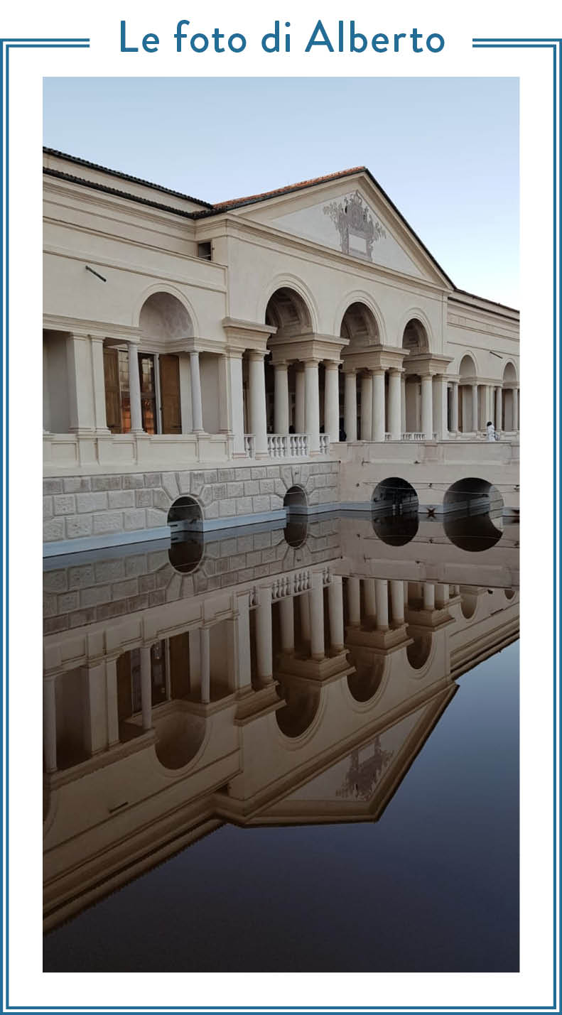 Foto di Alberto Angela di Palazzo Te a Mantova, la loggia d’onore vista dal ponte sulla peschiera