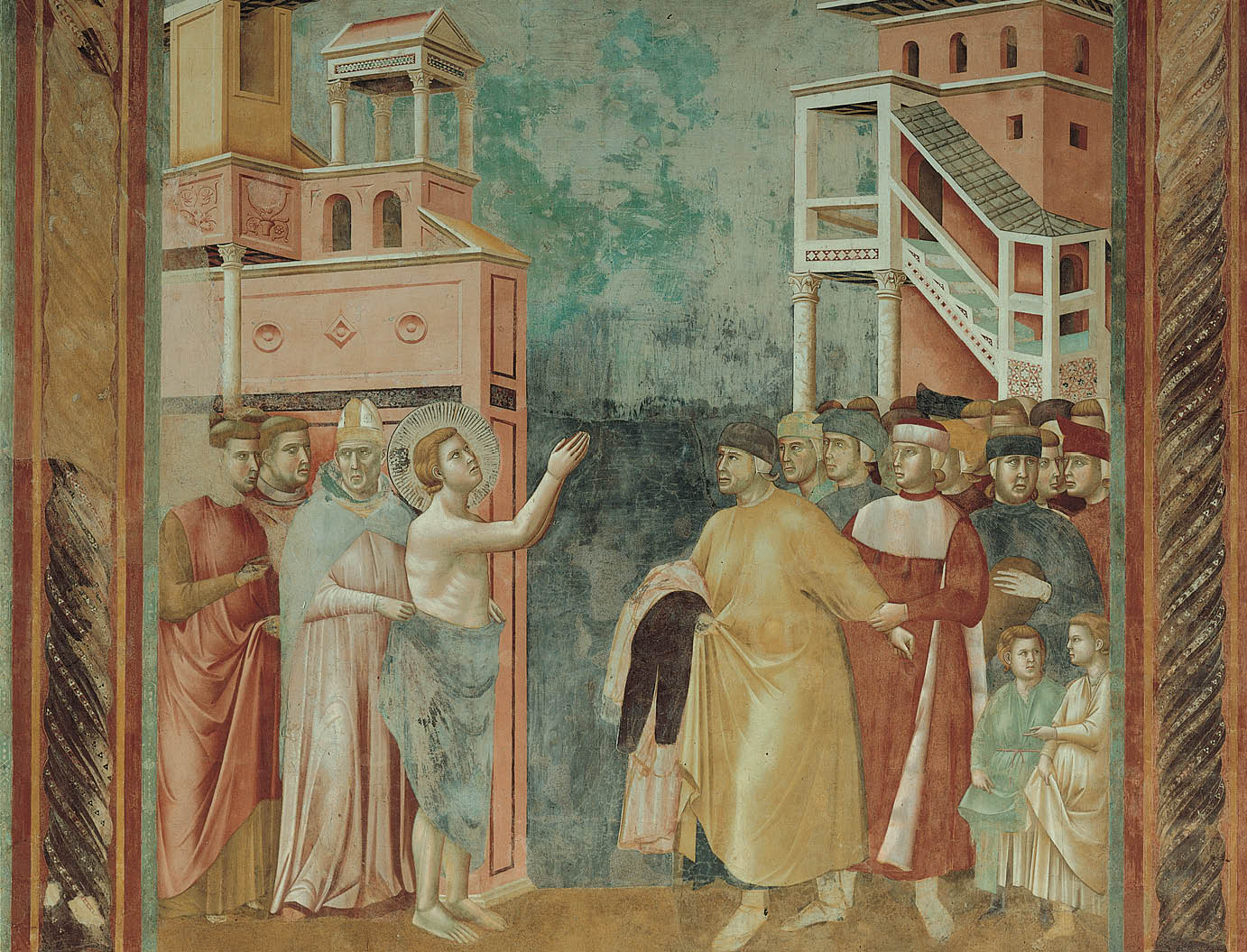 Immagine di un dipinto di Giotto di Bondone, La rinuncia agli averi, fine del XIII secolo, Assisi, basilica superiore