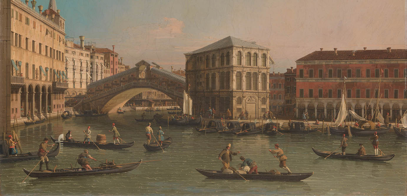 Immagine de Il Canal Grande con il ponte di Rialto e il Fondaco dei Tedeschi, opera della Bottega di Canaletto, 1707-1750, Amsterdam, Rijksmuseum