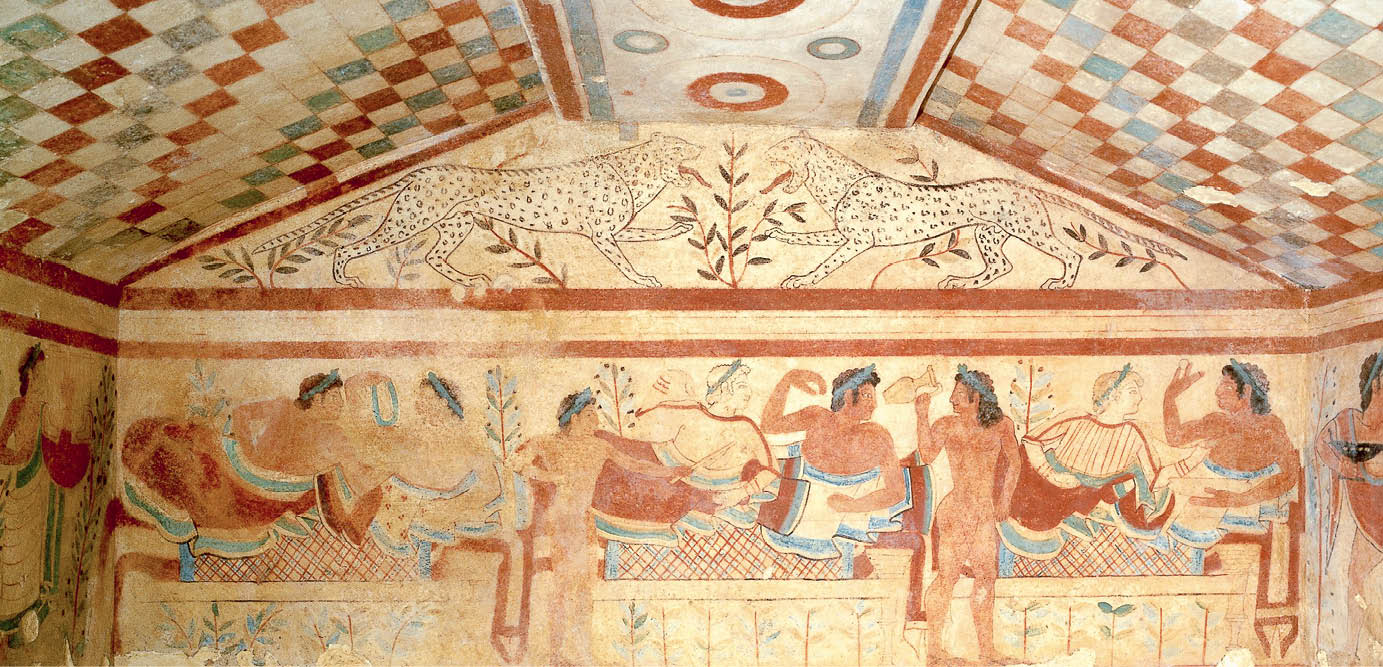 Immagine della tomba dei Leopardi, Tarquinia, 473 a.C. 