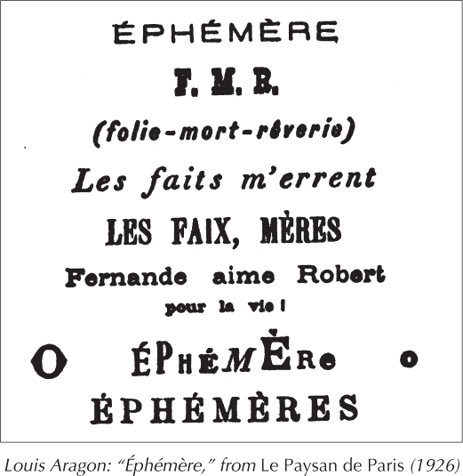 Louis Aragon: “Éphémère,” from Le Paysan de Paris (1926)