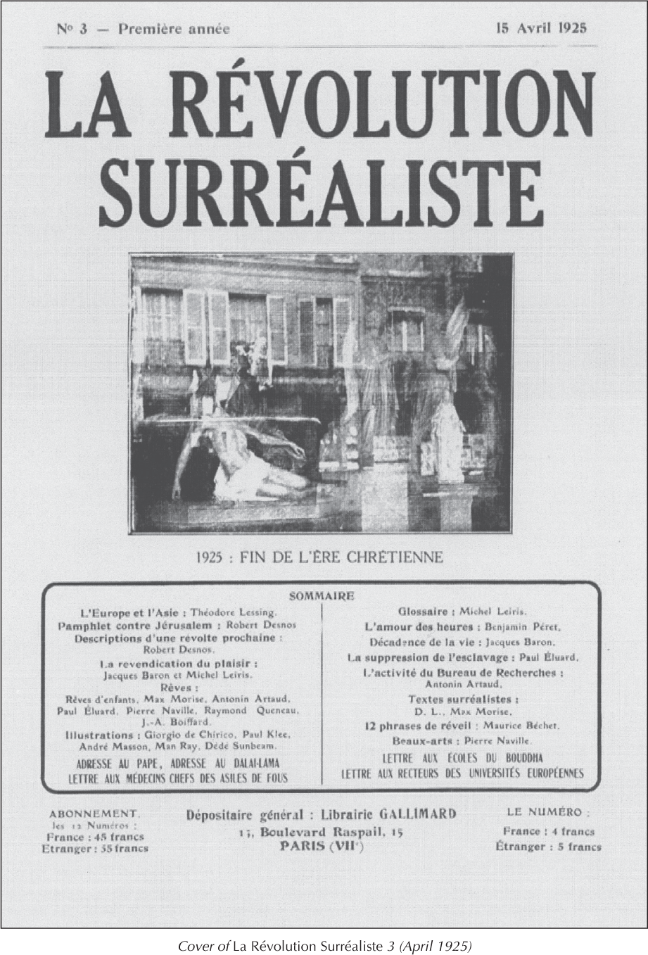 Cover of La Révolution Surréaliste 3 (April 1925)