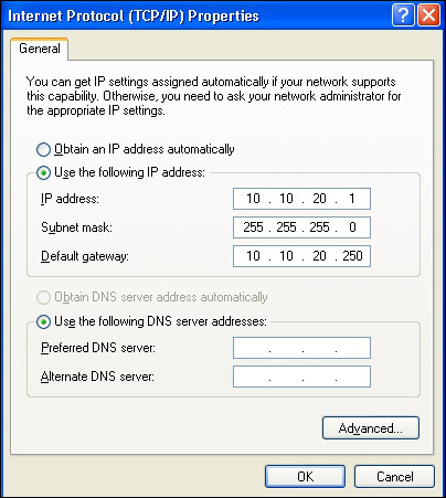 Figure shows the Internet Protocol (TCP/IP) Propertied dialog box with the General tab selected. 