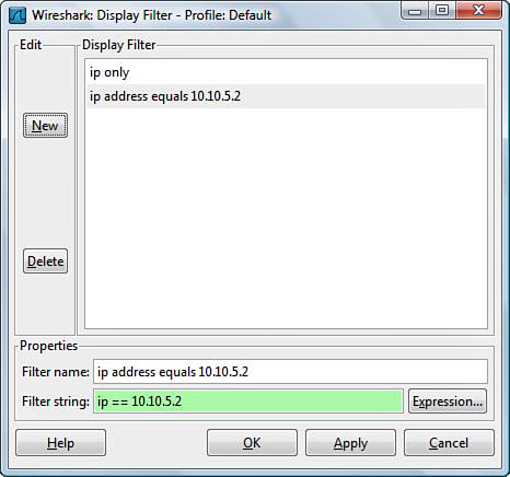 Screenshot shows the addition of the ip = = 10.10.5.2 filter to the Wireshark.