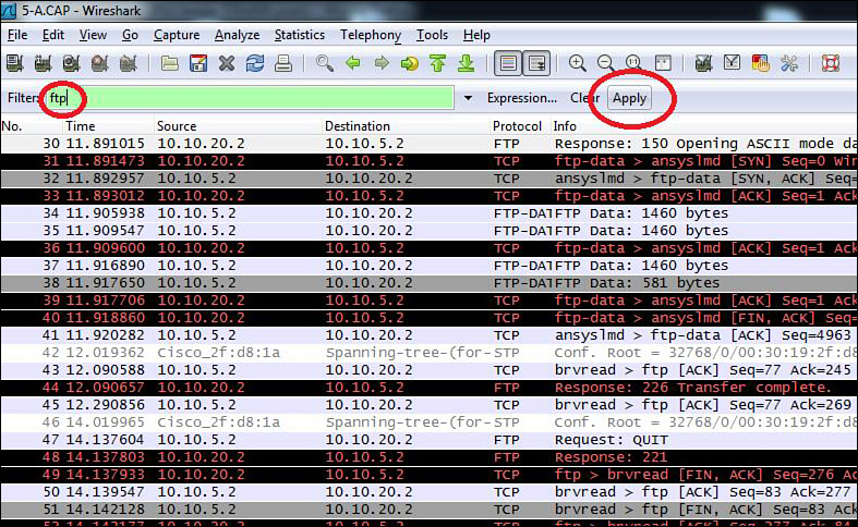 Screenshot explains the addition of FTP filter.