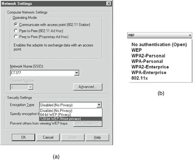 Screenshots show the wireless security settings in Windows Vista.