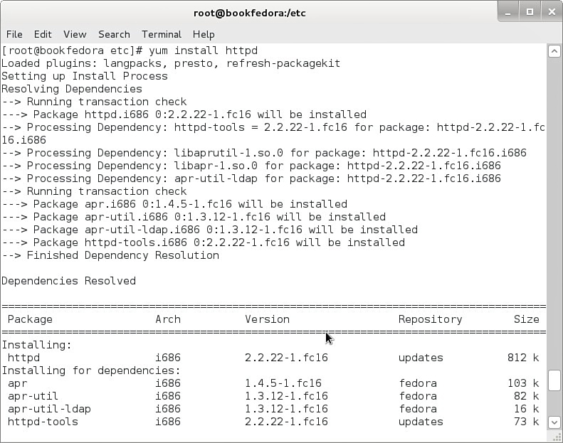 Screenshot shows a Linux command screen with the following tabs: File, Edit, View, Search, Terminal, and Help