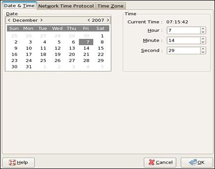 Screenshot shows the system configuration date menu.