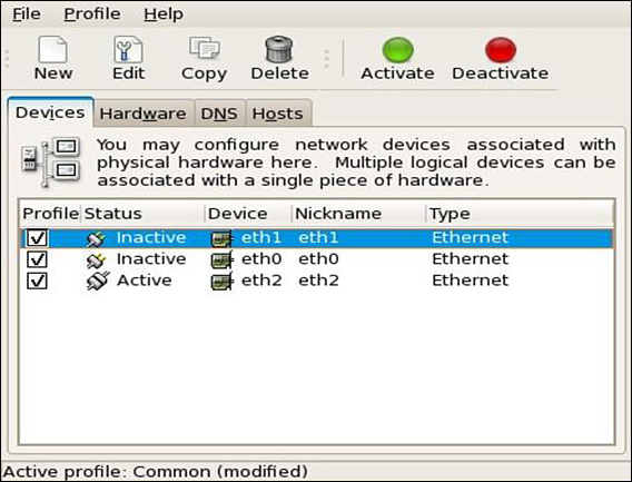 Screenshot shows the system-config-network menu.