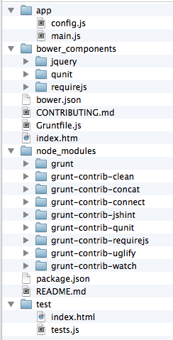 Scaffolded RequireJS application directory structure