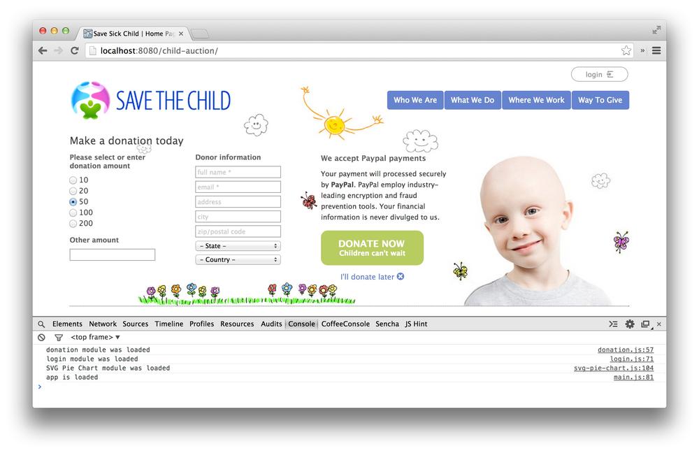 Two modules are loaded during the Save The Child application startup