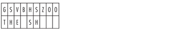 G = T; S = H; V = E; B = blank; H = S; S = H; Z = blank; O = blank; O = blank