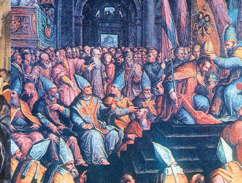 Carlo V incoronato Imperatore da Clemente VII, stampa da affresco di Giorgio Vasari, XVI secolo