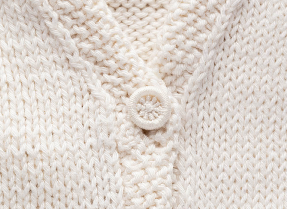 The finished button on a garment